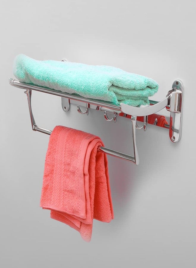 SAMANEA TR-F18 Stainless Steel Folding Towel Rack |Towel Stand | Hanger | Bathroom Accessories for Bathroom (18 inch, Chrome, SS202) - Image 2